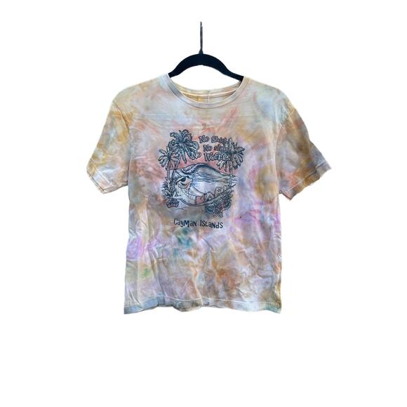 Tie Dye T-Shirt with Cayman Islands Graphic | Scrunch Tie - Ice Dye - Picture 1 of 2